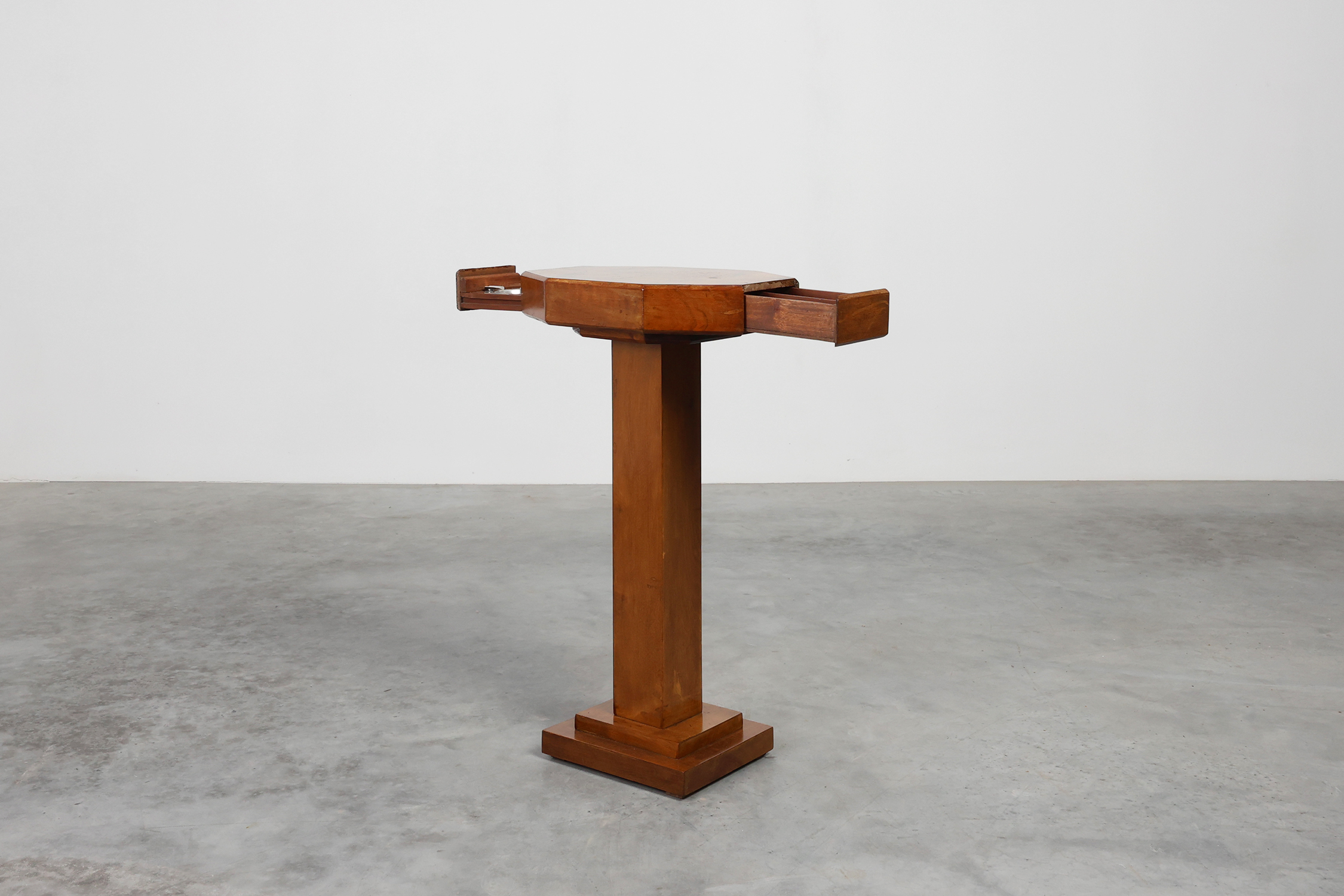 Art Deco Side Table with Drawers & Integrated Ashtray, France 1925thumbnail